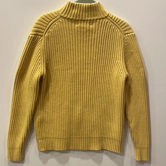 Lands’ End women’s yellow wide ribbed cable knit zip front cardigan sweater EUC - Picture 5 of 6